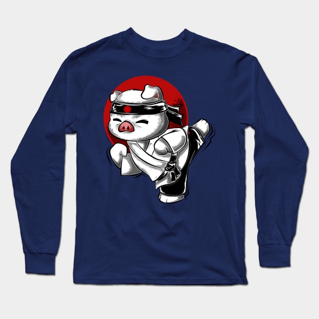 Animal Kungfu pig cute asian culture Long Sleeve T-Shirt by the house of parodies